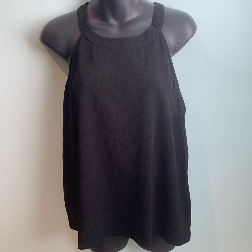 Strappy Back Black Sleeveless Blouse